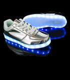 Low help classic foreign trade golden silver light led luminous shoes USB charging star with flash jik90 MartLion   