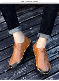 Men's Shoes Casual Split Leather Lace Up Flats Mart Lion   