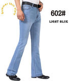 Summer Thin Men's Flared Leg Jeans High Waist Long Flare Jeans Bootcut Blue Jeans Hommes bell bottom jeans MartLion 602 40 