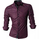 Spring Autumn Features Shirts Men's Casual Shirt Long Sleeve Casual Shirts MartLion K034-WineRed US S CHINA