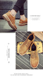 Leisure Leather Shoes Men's Classic Ankle Work Lace Up Brown Youth Casual Leather Tooling Mart Lion   