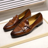 Leather Men's Loafers Monk Strap Wedding Party Casual Dress Shoes Summer Footwear Men MartLion   