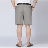 Men Shorts Middle Aged Cotton Thin Straight Casual Father Khaki Grey Black White Male Summer MartLion   