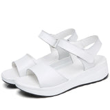 Genuine Leather Women sandals shoes Platform ladies white Sneakers summer open toe High Heel footwear MartLion White 8 