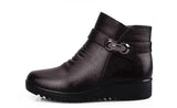 Winter Shoes women's genuine leather ankle Wedges boots Casual Warm Snow MartLion   