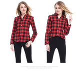 Women's Shirts and Winter female shirt plaid shirt women slim long sleeve cotton Blouse top female outerwear MartLion   