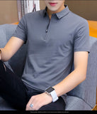 Summer Men's Tshirts Summer Cotton Short Sleeve Turn-down Collar Korean Style Mart Lion   