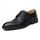 Men's Luxury Crocodile Grain Leather Lace-Up Dress Shoes Casual Party Wedding Flats Office Oxfords Mart Lion   