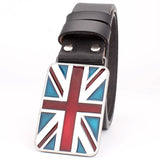 British Flag Pattern Belts Genuine Leather Metal Buckle Union Jack Jeans Waistband Trousers MartLion   