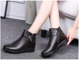 Winter Shoes women's genuine leather ankle Wedges boots Casual Warm Snow MartLion   