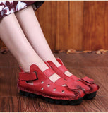 Summer Soft Bottom Flat Leather Shoes Casual Women Sandals Tunnel Vintage Handmade spring Mart Lion   