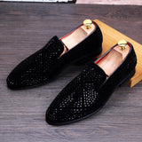 Movechain Arrive Men's Genuine Leather Loafers Casual Shoes Rhinestone Driving Flats Dress Wedding Mart Lion   