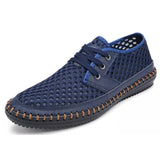 Summer Breathable Mesh Men's Casual Shoes For Handmade Lace-Up Loafers Mart Lion blue 6.5 