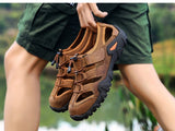 Summer Men's Shoes Outdoor Casual Sandals Genuine Leather Non-slip Sneakers Beach Mart Lion   