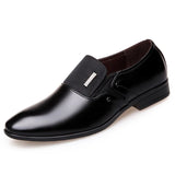Men's Wedding Dress Shoes Black Brown Oxford Formal Office British Lace-up Footwear MartLion Slip on Black 6 