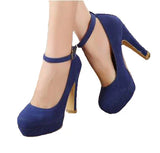 woman Pumps autumn thick heel shoes high-heeled the trend of ultra high heels MartLion blue   B 38 