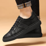 Sneakers Men's Casual Shoes Genuine Leather brogue Designer solid Classic Lace up Flats black Mart Lion   