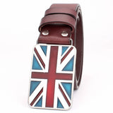 British Flag Pattern Belts Genuine Leather Metal Buckle Union Jack Jeans Waistband Trousers MartLion   