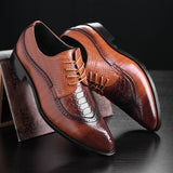  British Style Men's Classic Formal Shoes Pointed Toe Retro Bullock Design Men's Oxford Dress Mart Lion - Mart Lion
