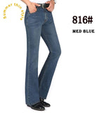 Summer Thin Men's Flared Leg Jeans High Waist Long Flare Jeans Bootcut Blue Jeans Hommes bell bottom jeans MartLion   