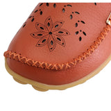 Folding Ballet Flats Genuine Leather Loafers Women Moccasins Summer Flower Round Toe Slip On Casual Shoes MartLion   