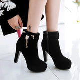 Platform Bow Women Shoes High Heels Winter Ankle Boots Footwear Black Blue MartLion   