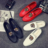 Men's Leather Casual Shoes Spring Summer Trend Lightweight Tiger Embroidery Cool Loafers Driving Mart Lion   