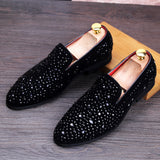 Movechain Arrive Men's Genuine Leather Loafers Casual Shoes Rhinestone Driving Flats Dress Wedding Mart Lion   