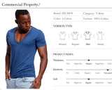 Deep V Neck T Shirt Men's Invisible Undershirt Low Cut Vneck Wide Vee Tee Model Scoop Hem Slim Fit Short Sleeve Mart Lion   