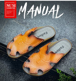  Summer Breathable Men's Sandals Soft Leather Casual Slippers Flats Outdoor slippers Roman Style Beach Sandals MartLion - Mart Lion