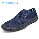 Summer Breathable Mesh Men's Casual Shoes For Handmade Lace-Up Loafers Mart Lion   