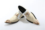 Gentleman Dressing Shoes Metal Pointed Toe Patchwork Crystal Designer Wedding Party Brand Shoes Men's MartLion   
