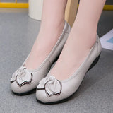 Summer Women cutouts Genuine Leather Shoes Buckle Flats Nurse Casual Handmade ballet flats MartLion   