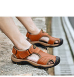 Genuine Leather Men's Shoes Summer Sandals Slippers Mart Lion   