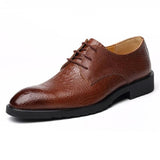 Men's Luxury Crocodile Grain Leather Lace-Up Dress Shoes Casual Party Wedding Flats Office Oxfords Mart Lion   