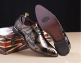 Vintage Design Men's Print Patent leather Dress Shoes  Casual Lace-up Flats Mart Lion   