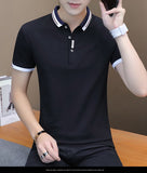 summer casual polo shirt men's short sleeve turn down collar slim fit sold color polo Mart Lion   