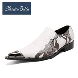 Bella Men's Flats Party Dress Shoes White Genuine Leather MartLion WHITE 45 
