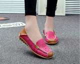 Women flat shoes ballet summer flower print genuine loafers ladies flats MartLion   