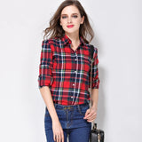 Women's Shirts and Winter female shirt plaid shirt women slim long sleeve cotton Blouse top female outerwear MartLion   