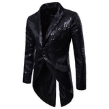 Shiny Gold Sequin Glitter Embellished Blazer Jacket Men's Nightclub Prom Suit Blazer Homme Stage Clothes For singers Mart Lion Black 3 M 