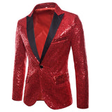  Shiny Gold Sequin Glitter Embellished Blazer Jacket Men's Nightclub Prom Suit Blazer Homme Stage Clothes For singers Mart Lion - Mart Lion