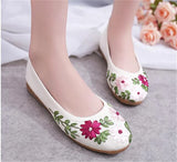 Women Flower Flats Slip On Cotton Fabric Casual Shoes Round Toe Flat MartLion   