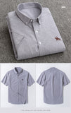 short sleeve 100% cotton oxford soft regular fit summer men's casual shirts Mart Lion   