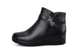 Winter Shoes women's genuine leather ankle Wedges boots Casual Warm Snow MartLion   