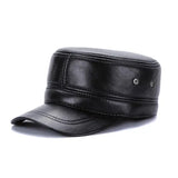 Genuine leather fur hat military hat general cadet cap baseball cap hat black sheepskin MartLion 54 to 62cm  