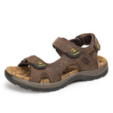 Summer Leisure Men's Shoes Beach Sandals Genuine Leather Soft Mart Lion dark brown 7.5 