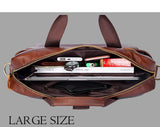 Men's Genuine Leather Handbags Casual Leather Laptop Bags Travel Messenger Crossbody Shoulder Mart Lion   