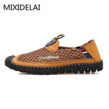 Casual Leather Shoes Men's Loafers Spring/Summer Mesh Flats Breathable Driving Moccasins Mart Lion   