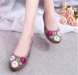 Women Flower Flats Slip On Cotton Fabric Casual Shoes Round Toe Flat MartLion   